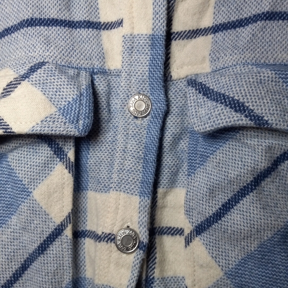 Sz 6-7 Zara Boys Flannel Shrit Blue Plaid Longsleeve Button Down Top - Picture 3 of 10